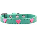 Mirage Pet Products Pink Glitter Heart Widget Dog CollarAqua Size 14 631-13 AQ14